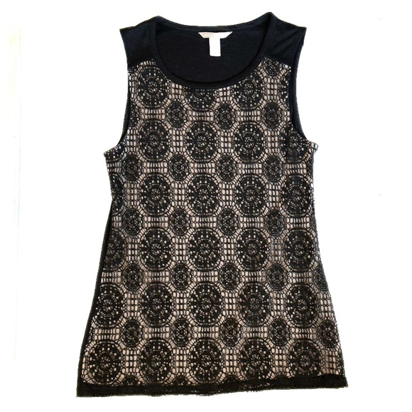 Banana republic black/ tan eyelet/ lace top ❤️ - Picture 2 of 6